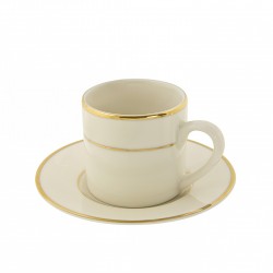 Ivory Demitasse Cup and Saucer with Gold Band
