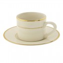 Ivory Coffee Cup and Saucer with Gold Band